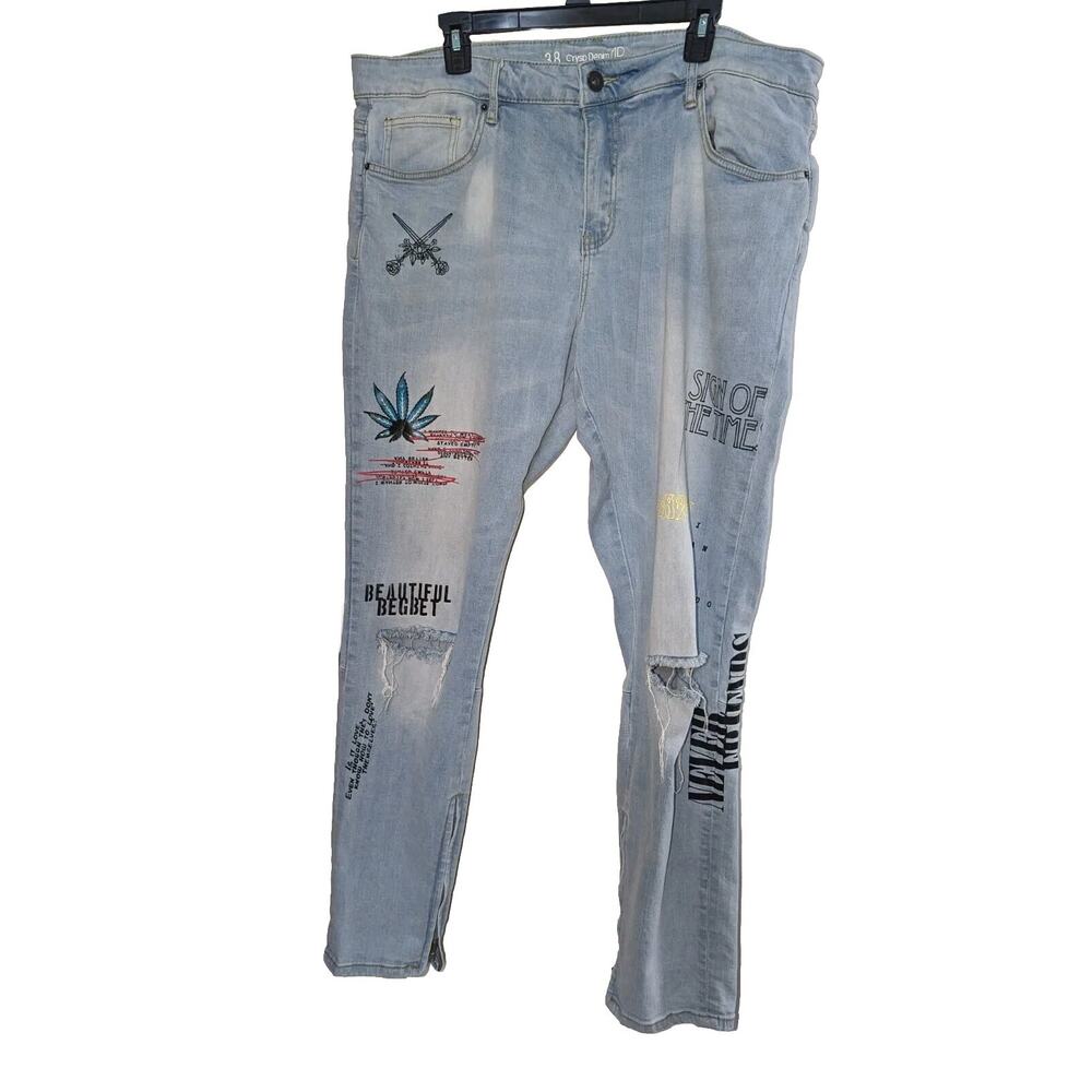 Light Blue Pacific Denim Jeans Size 38 Graffiti Designs